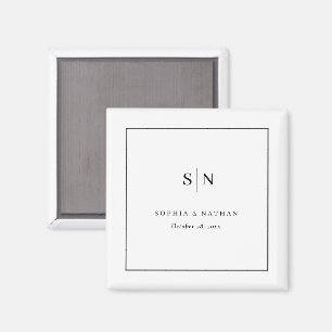 Minimalistisch und Chic Weiße und schwarze Hochz Magnet
