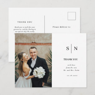 Minimalistisch und Chic Weiße und schwarze Hochz Postkarte
