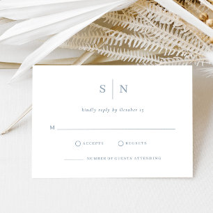 Minimalistisch und Chic Weiße und staubblaue Hoc RSVP Karte