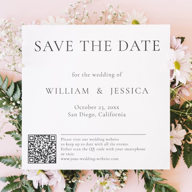 Minimalistisch und elegant mit QR-Code Save The Date (Von Creator hochgeladen)