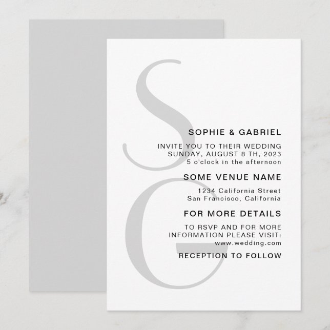 Minimalistisch und stilvoll. Typografie Einladung (Vorne/Hinten)