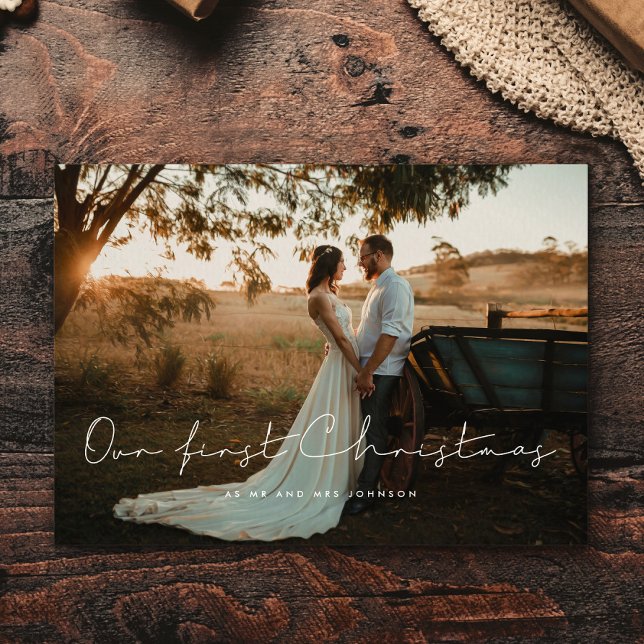 Minimalistisch Unser erstes Foto zu Weihnachten Postkarte (Von Creator hochgeladen)