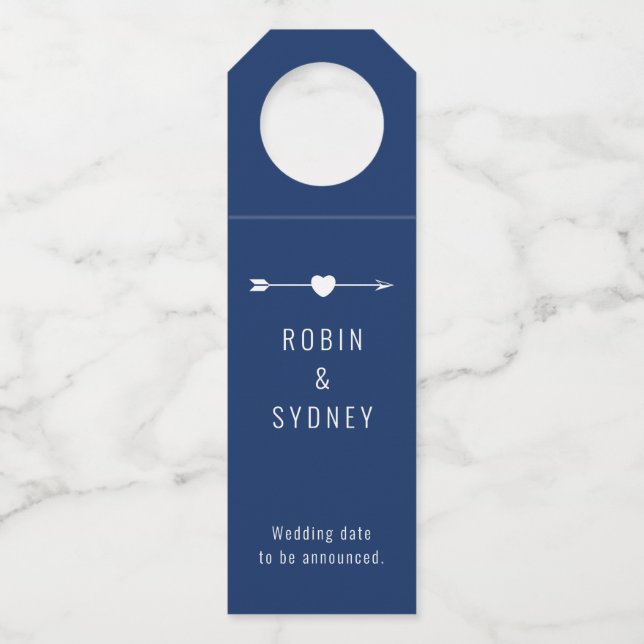 Minimalistisch | Verlobung | Navy Bottle Hanger Flaschenanhänger (Rückseite)