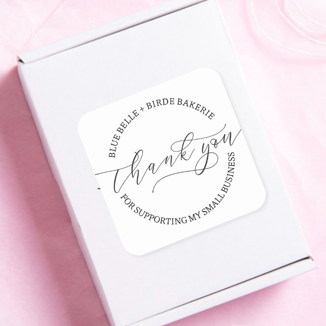 Minimalistisch Vielen Dank an HandwritingScript Bu Quadratischer Aufkleber (Von Creator hochgeladen)