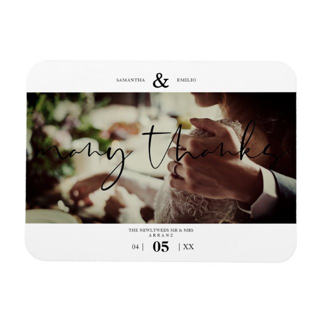Minimalistisch vielen Dank Custom Foto Couple Wedd Magnet (Horizontal)