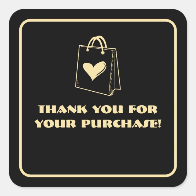Minimalistisch Vielen Dank für Ihren Einkauf Golde Quadratischer Aufkleber (Vorderseite)