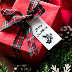 Minimalistisch Vintag frohe Weihnachtsgel Geschenkanhänger