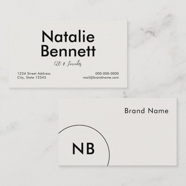 Minimalistisch Visitenkarte (Vorne/Hinten)