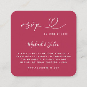 Minimalistisch Viva Magenta Herz QR Code Wedding R Begleitkarte