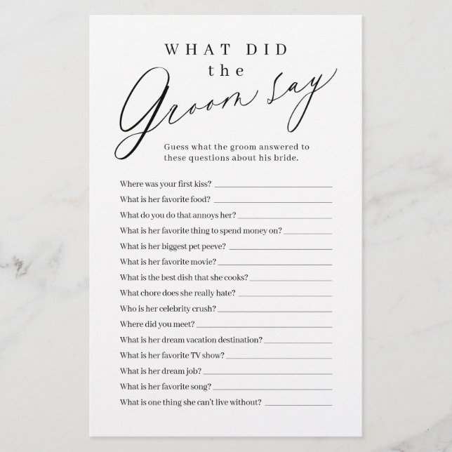 Minimalistisch, was der Bräutigam gesagt hat (Vorderseite)