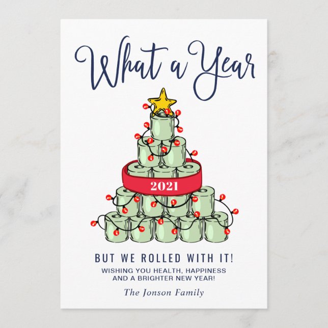 Minimalistisch Was für ein Jahr Weihnachten Gruß (Vorderseite)