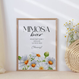 Minimalistisch Watercolol Daisy Mimosa Bar Sign Poster