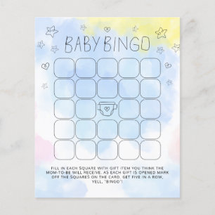 Minimalistisch Watercolor Blue Bingo Baby Showspie