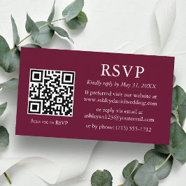 Minimalistisch Wedding Burgundy QR UAWG Begleitkarte