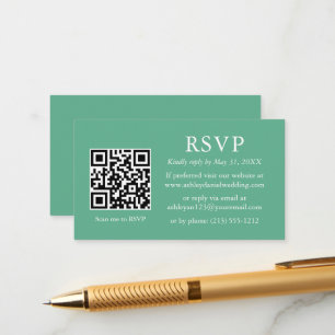 Minimalistisch Wedding Neo Mint QR UAWG Begleitkarte