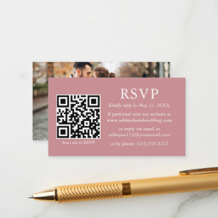 Minimalistisch Wedding QR Foto Dusty Rose UAWG Begleitkarte