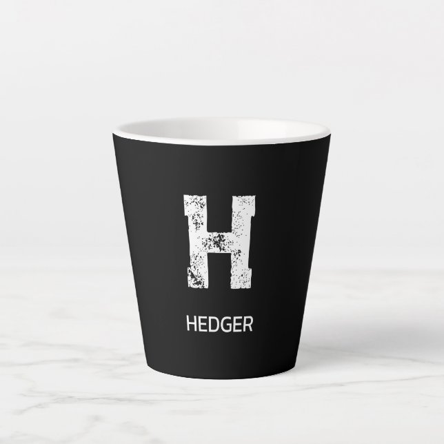 MINIMALISTISCH WEIß EIN EINZELBUCHSTABE MONOGRAMM  MILCHTASSE (Vorderseite)