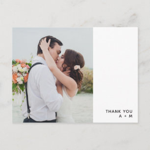 Minimalistisch weiß Foto Wedding Vielen Dank Postkarte