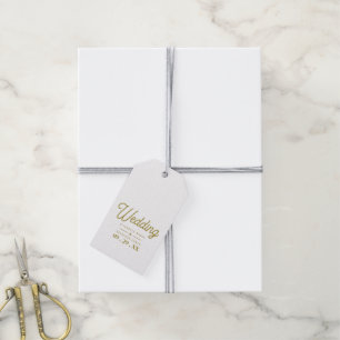 Minimalistisch - weiß & Gold - Hochzeit Geschenkanhänger