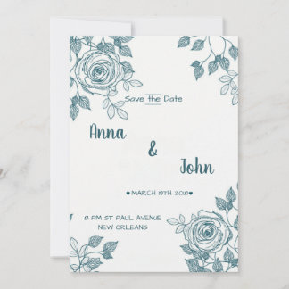 Minimalistisch Weiß und Aquamarine Blüten Save the Save The Date