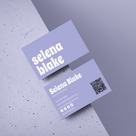 Minimalistisch weiß und lila | Moderner QR-Code Visitenkarte