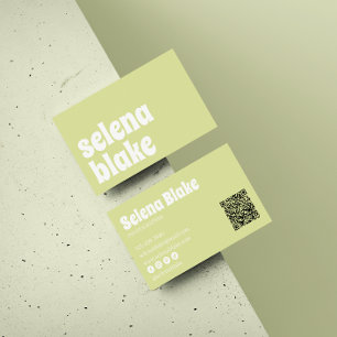 Minimalistisch weiß und Limon Moderner QR-Code Visitenkarte