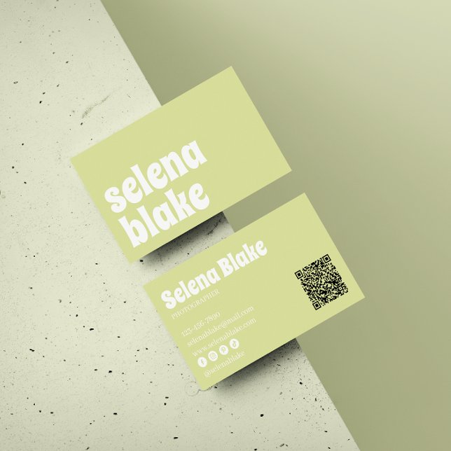 Minimalistisch weiß und Limon | Moderner QR-Code Visitenkarte (Von Creator hochgeladen)