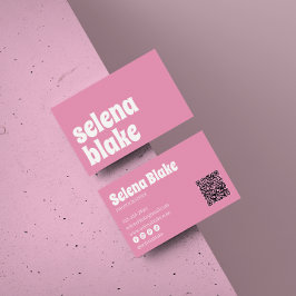 Minimalistisch, weiß und rosa | Moderner QR-Code Visitenkarte