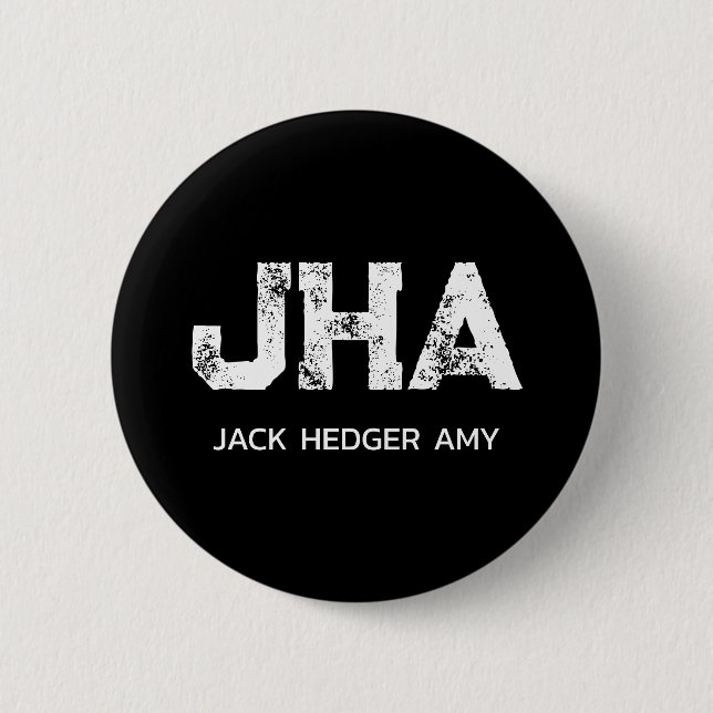 MINIMALISTISCH WEIßES DREIBUCHSTABIGES MONOGRAMM N BUTTON (Vorderseite)