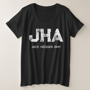 MINIMALISTISCH WEIßES DREIBUCHSTABIGES MONOGRAMM N GROßE GRÖßE T-Shirt