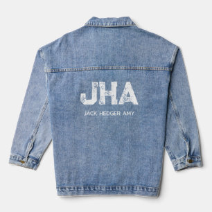 MINIMALISTISCH WEIßES DREIBUCHSTABIGES MONOGRAMM N JEANSJACKE