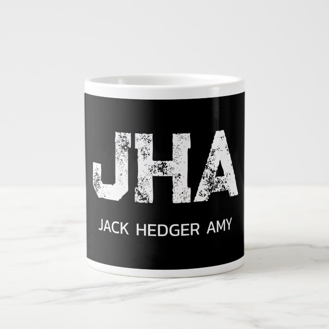 MINIMALISTISCH WEIßES DREIBUCHSTABIGES MONOGRAMM N Jumbo-Tasse (Vorderseite)