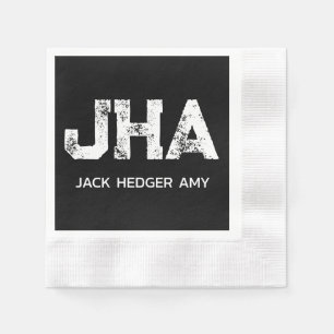 MINIMALISTISCH WEIßES DREIBUCHSTABIGES MONOGRAMM N SERVIETTE