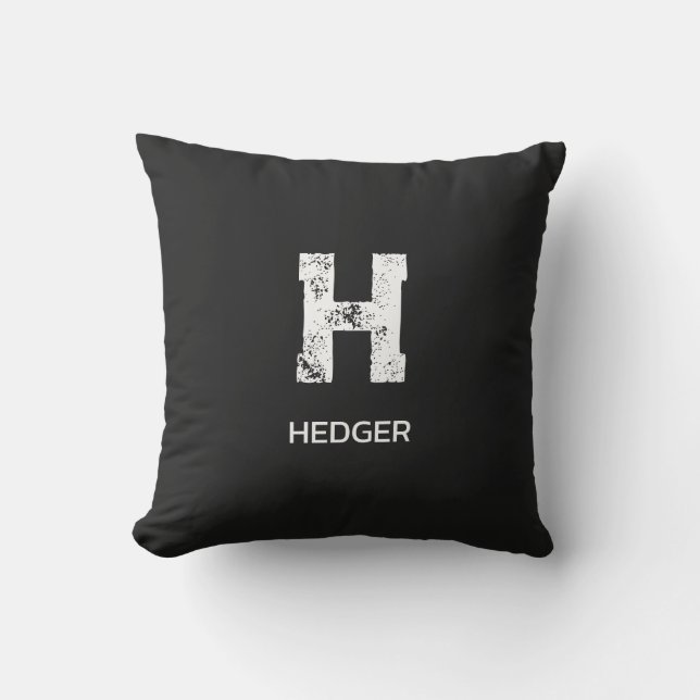 MINIMALISTISCH WEISSES EIN-BUCHSTABEN-MONOGRAMM NA KISSEN (Vorderseite)