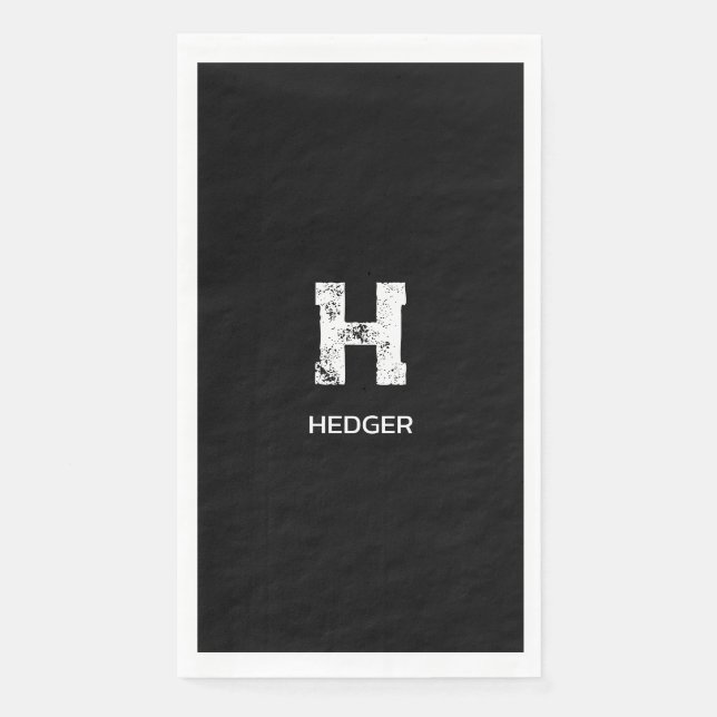 MINIMALISTISCH WEISSES EIN-BUCHSTABEN-MONOGRAMM NA SERVIETTE (Vorderseite)
