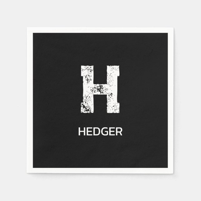 MINIMALISTISCH WEISSES EIN-BUCHSTABEN-MONOGRAMM NA SERVIETTE (Vorderseite)
