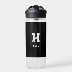 MINIMALISTISCH WEISSES EIN-BUCHSTABEN-MONOGRAMM NA TRINKFLASCHE