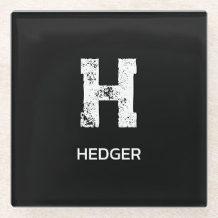 MINIMALISTISCH WEIßES EIN-BUCHSTABEN-MONOGRAMM NAM GLASUNTERSETZER