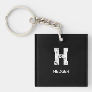 MINIMALISTISCH WEIßES EIN-BUCHSTABEN-MONOGRAMM NAM SCHLÜSSELANHÄNGER