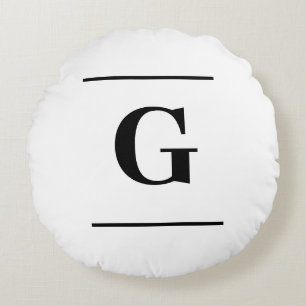 Minimalistisch-weißes Monogramm Rundes Kissen
