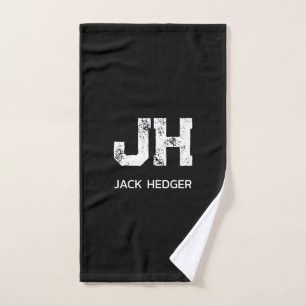 MINIMALISTISCH WEIßES ZWEI-BUCHSTABEN-MONOGRAMM NA HANDTUCH
