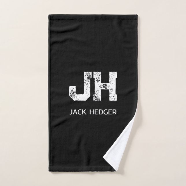MINIMALISTISCH WEIßES ZWEI-BUCHSTABEN-MONOGRAMM NA HANDTUCH (Handtuch)