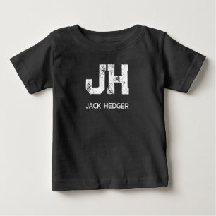 MINIMALISTISCH WEIßES ZWEIBUCHSTABEN-MONOGRAMM NAM BABY T-SHIRT
