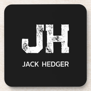 MINIMALISTISCH WEIßES ZWEIBUCHSTABEN-MONOGRAMM NAM GETRÄNKEUNTERSETZER