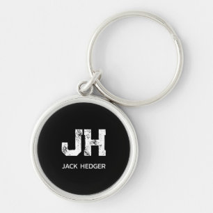 MINIMALISTISCH WEIßES ZWEIBUCHSTABEN-MONOGRAMM NAM SCHLÜSSELANHÄNGER