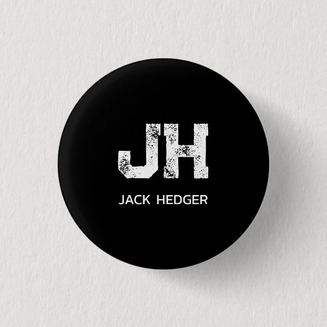 MINIMALISTISCH WEIßES ZWEIBUCHSTABIGES MONOGRAMM N BUTTON (Vorderseite)