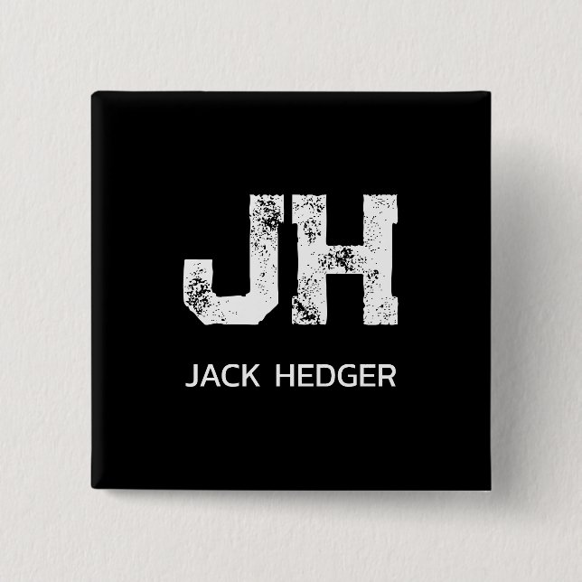 MINIMALISTISCH WEIßES ZWEIBUCHSTABIGES MONOGRAMM N BUTTON (Vorderseite)
