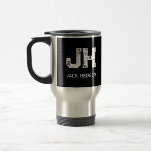 MINIMALISTISCH WEIßES ZWEIBUCHSTABIGES MONOGRAMM N REISEBECHER