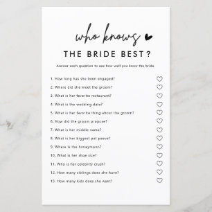 Minimalistisch wer das Bride Best Bridal Game kenn