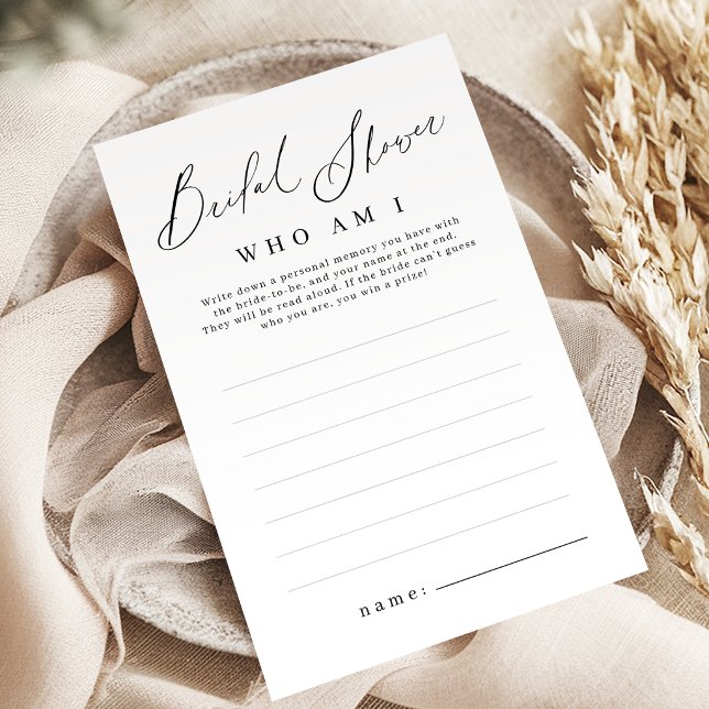 Minimalistisch, wer ich bin, Brautparty (Minimalist who am I bridal shower game)